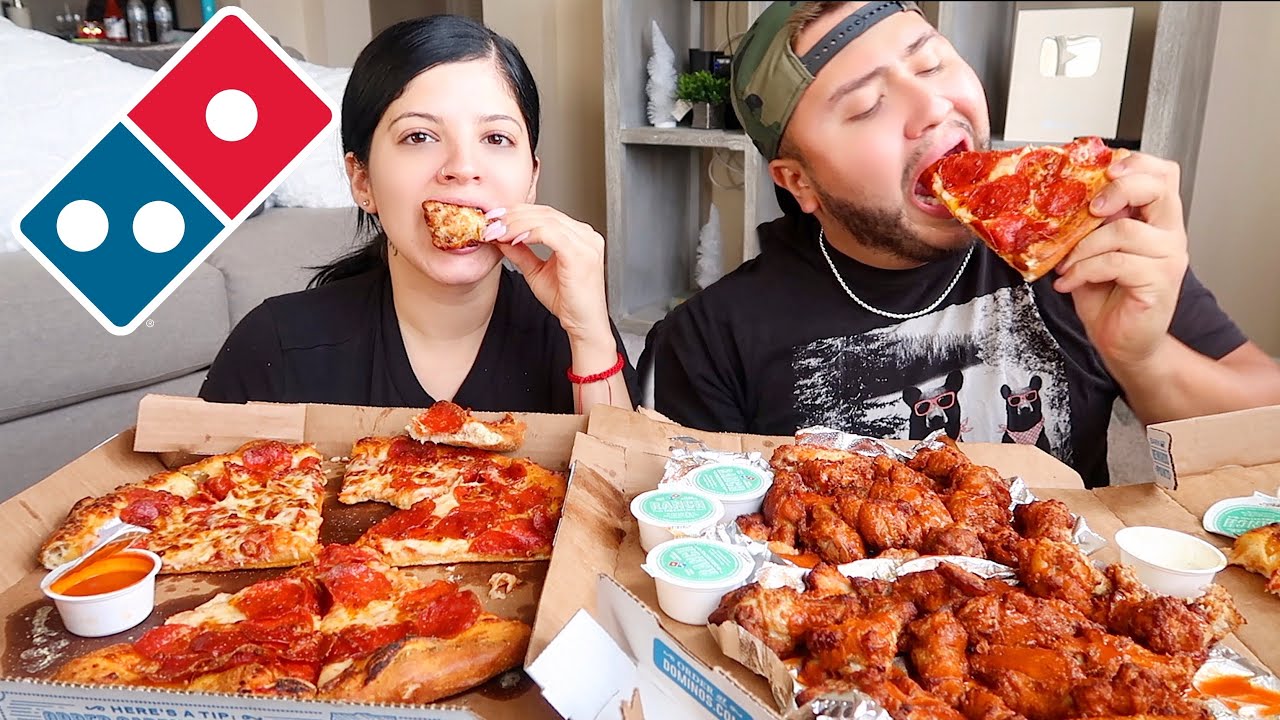 DOMINOS PIZZA & 40 WINGS MUKBANG