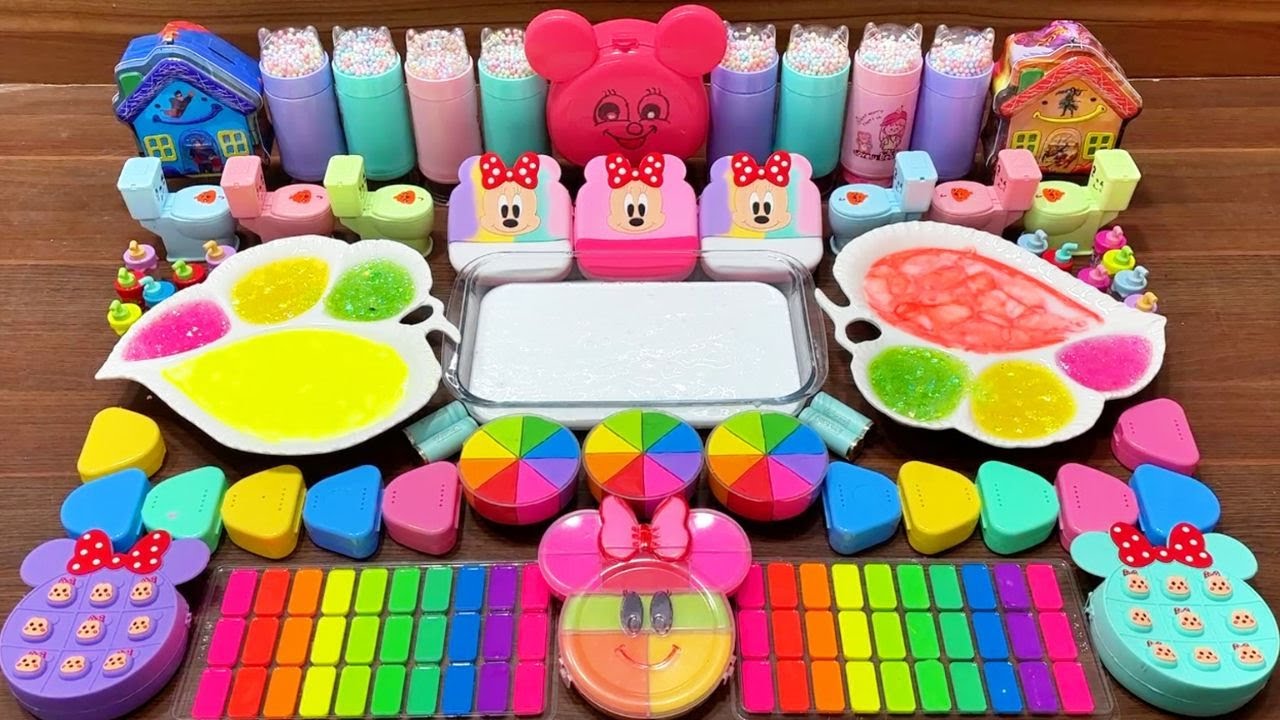 🌈 RAINBOW MICKEY MOUSE!✨ Mixing RANDOM Things into GLOSSY Slime - Secret Colors Revealed! #05