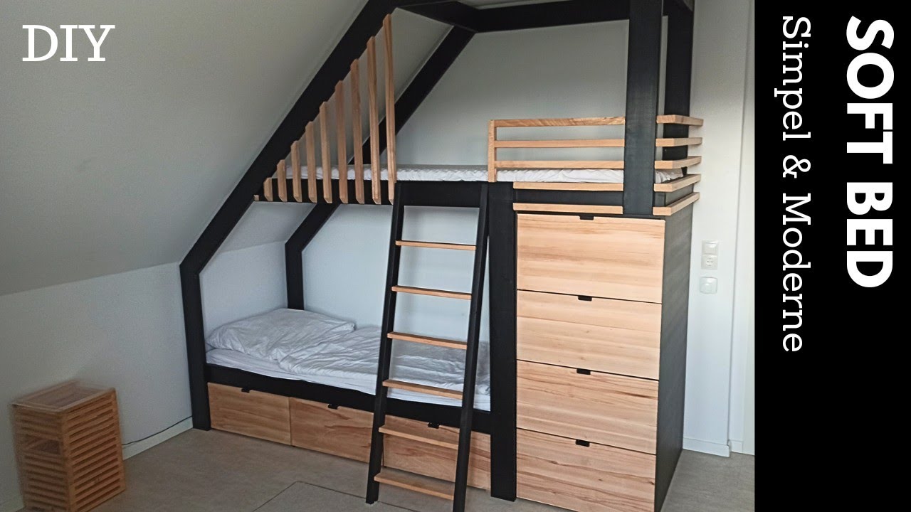 Hochbett selber bauen/Loft Bed DIY/Dream BED NEW & MODERN/Hochbett mit Schräge