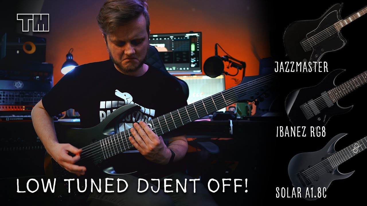 Solar Guitars A1.8c vs. Ibanez RG8 vs. Squier Jazzmaster Baritone! | Djent Battle
