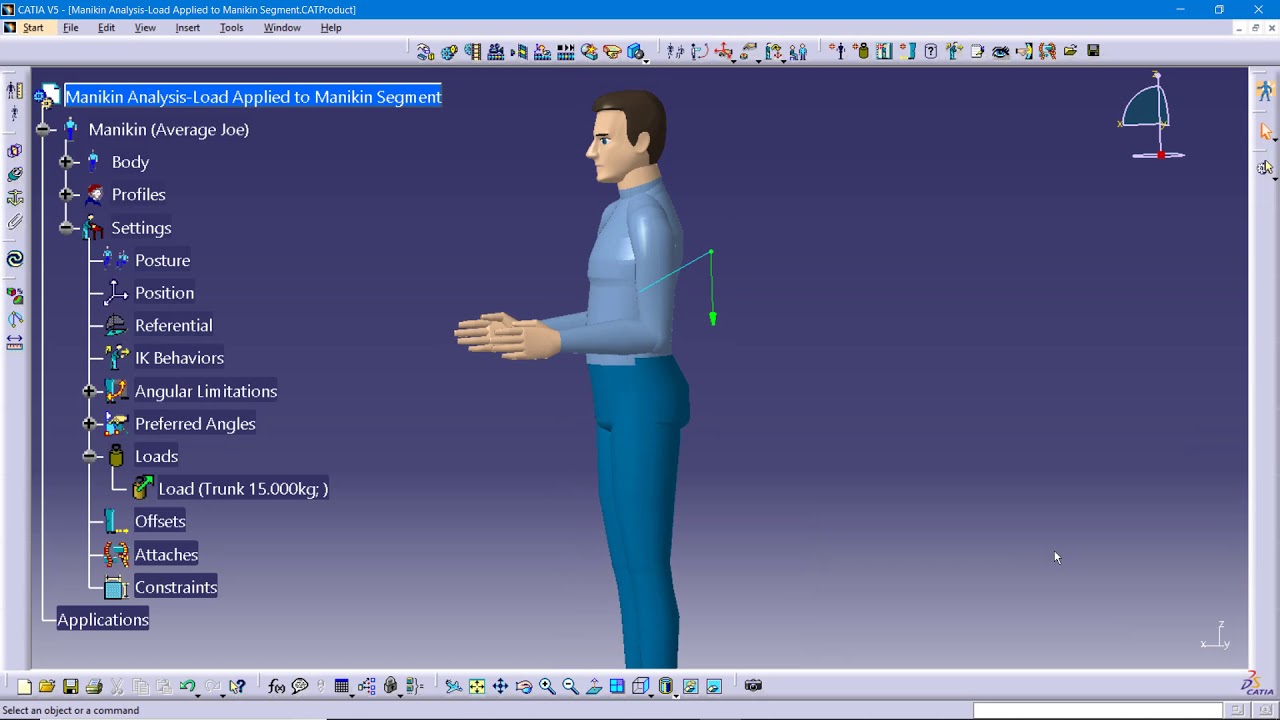 CATIA Demo: Manikin Load Analysis using the CATIA Human Builder Workbench