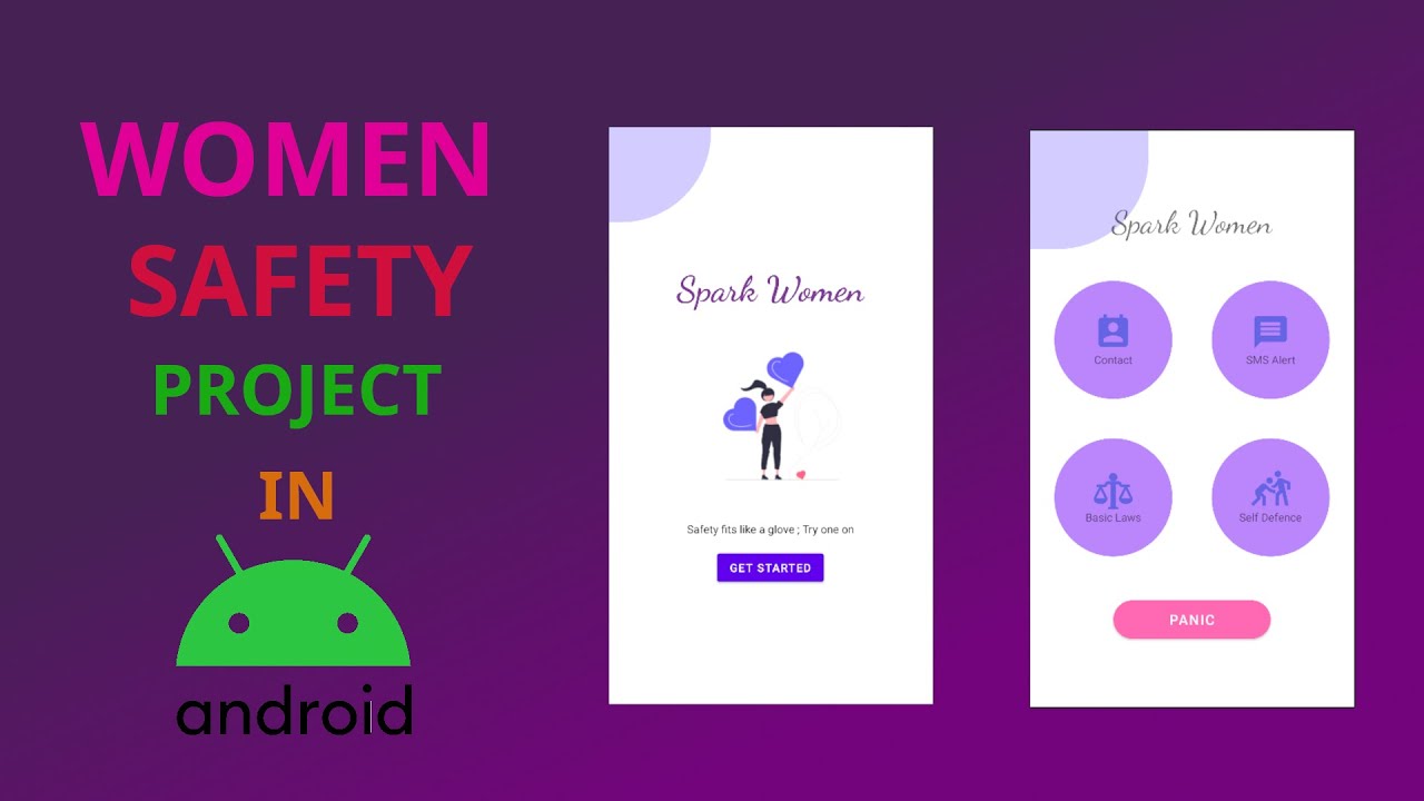 Spark Women A Women Safety Android Project | Diploma Graduate-Android Studio | Project for Beginners
