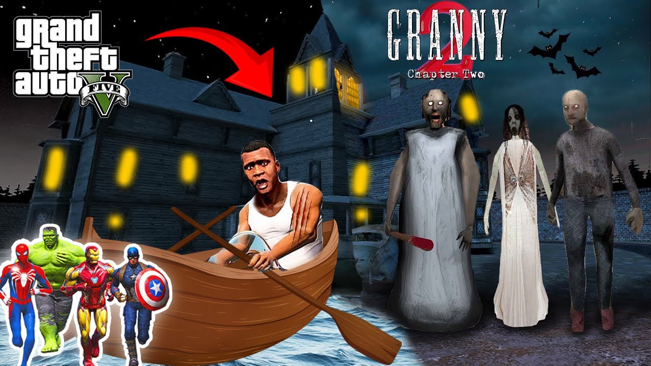 Franklin and Avengers Fight With Granny 2 (Boat Escape) in gtav | GTAV Avengers | A.K GAME WORLD
