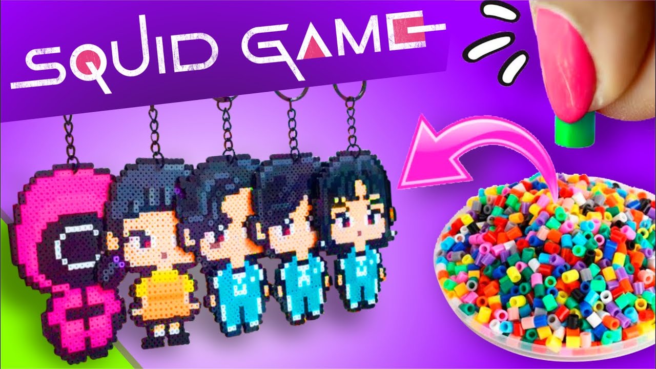 Haz LLAVEROS del JUEGO DEL CALAMAR con HAMA BEADS  |  Plantillas GRATIS  😱⭐ Así o más fácil