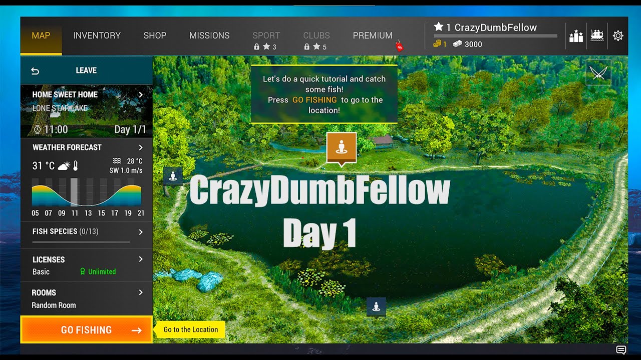 CrazyDumbFellow Day 1 Fishing Planet From The Beginning
