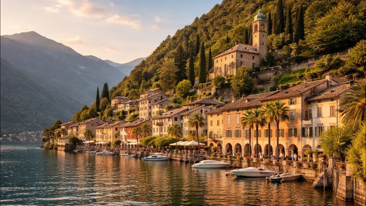 Morcote Switzerland 🇨🇭Walking Tour 4K | The pearl of Lake Lugano |  Most beautiful Swiss Village