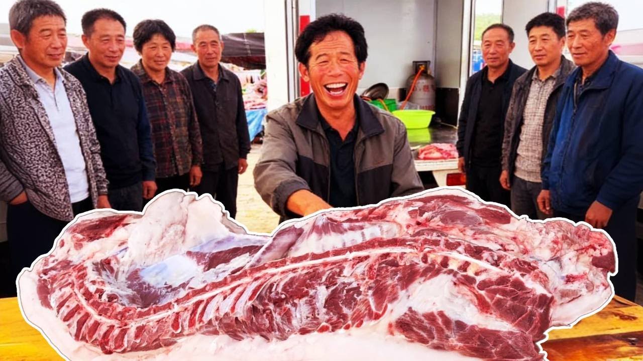 老孟今天生意太好了，豬肉賣的太過癮了，一份就150塊，都搶著買！ 【立福128】