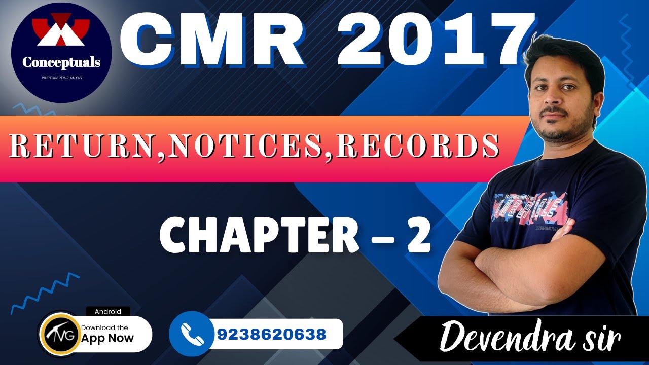 CMR 2017 Returns, Notices And Records || Chapter 2 || by Devendra Sir