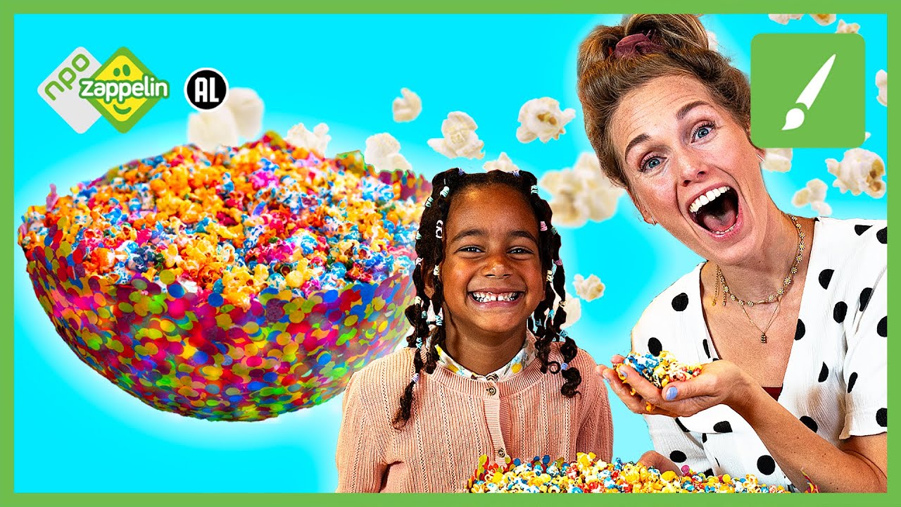 MEGA BAK REGENBOOG POPCORN 🍿🌈 | Verjaardag x Knutselfeest | NPO Zappelin