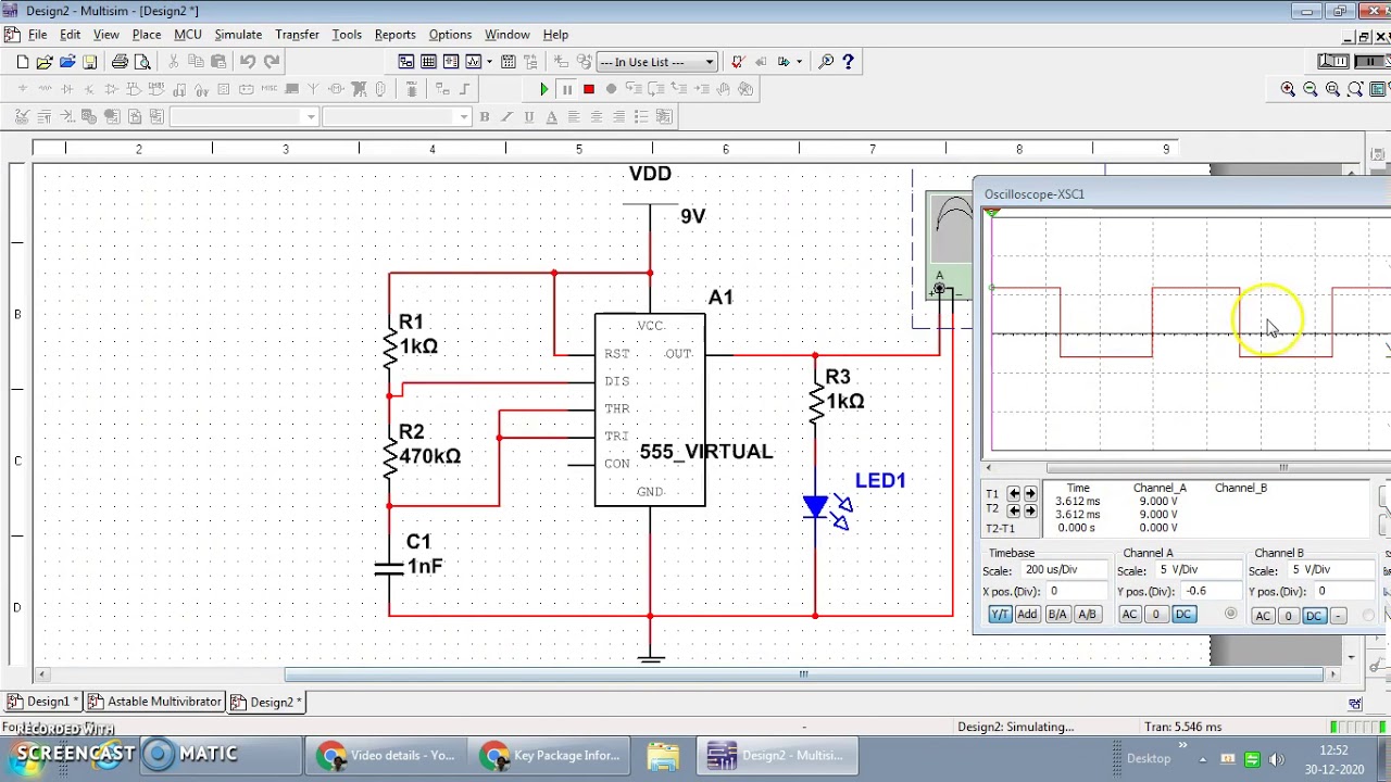 Astable MV simulation and steps to install Dip Trace Software for PCB design