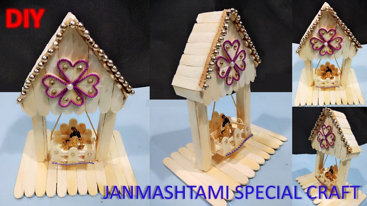 How to make Ice cream stick diy crafts || Janmashtami special ||