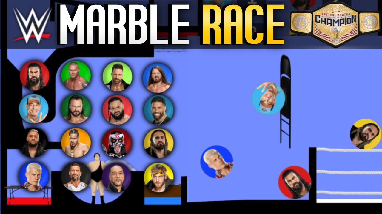 Get In The Ring! US Title WWE Marble Race in Algodoo