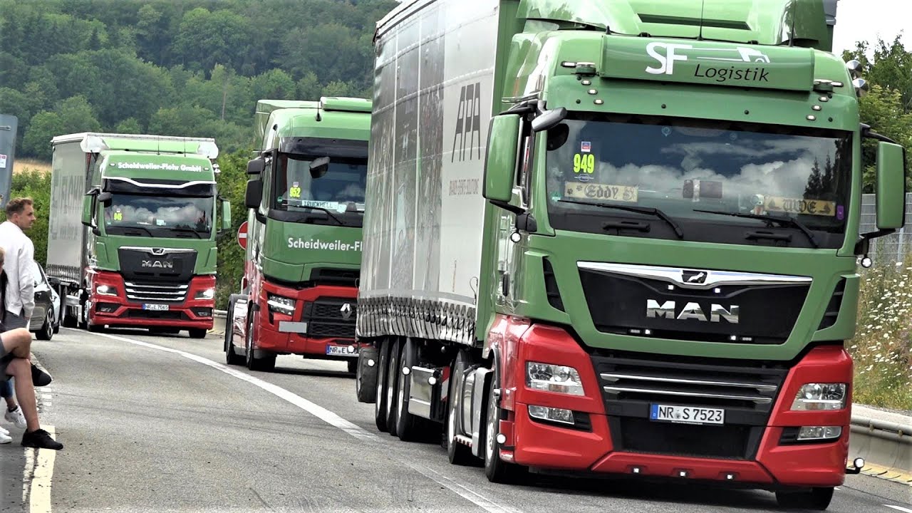 Lkw Konvoi auf Heimfahrt- 36. Int. ADAC Truck-Grand-Prix am 16.07.2023 N&uuml;rburgring