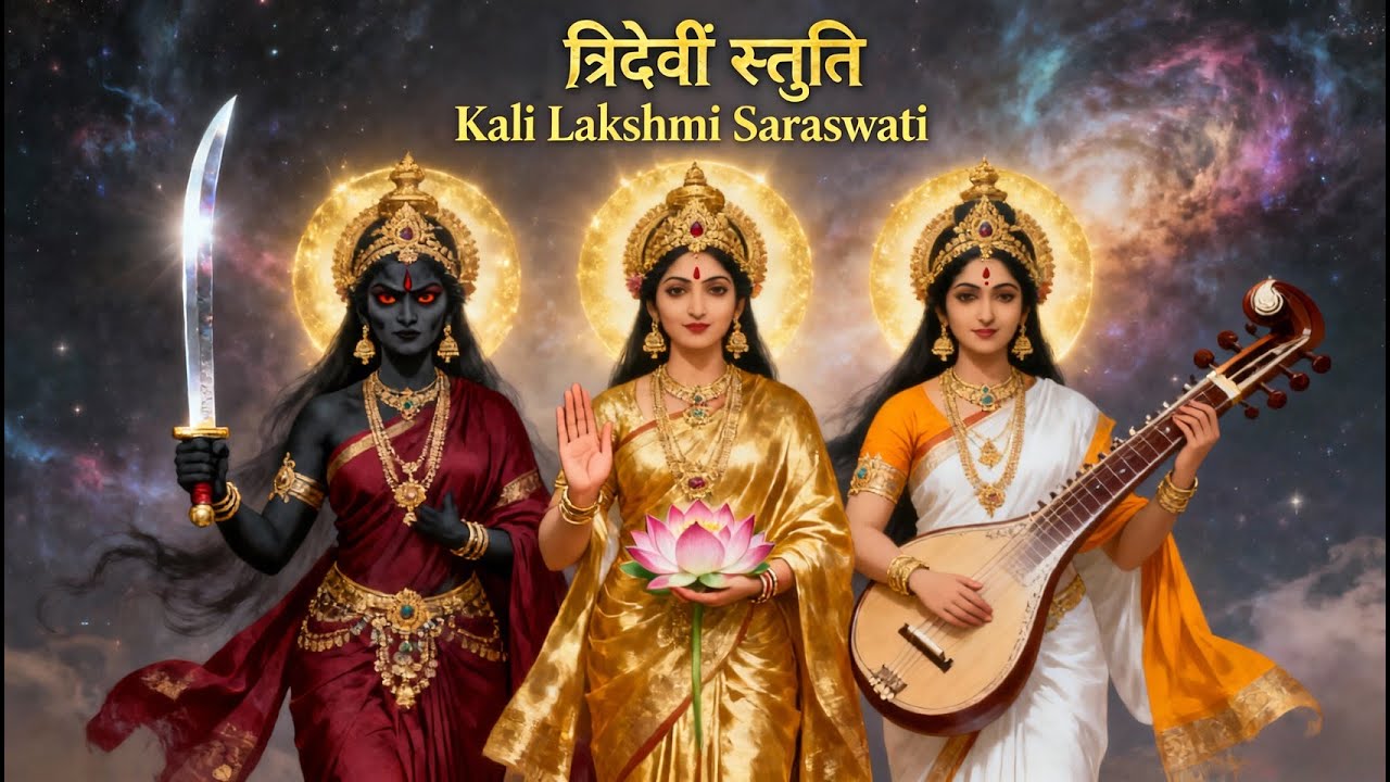 दुर्लभ त्रिदेवी स्तुति | Kali Lakshmi Saraswati | Soothing Relaxing, Powerful Mantra For Meditation