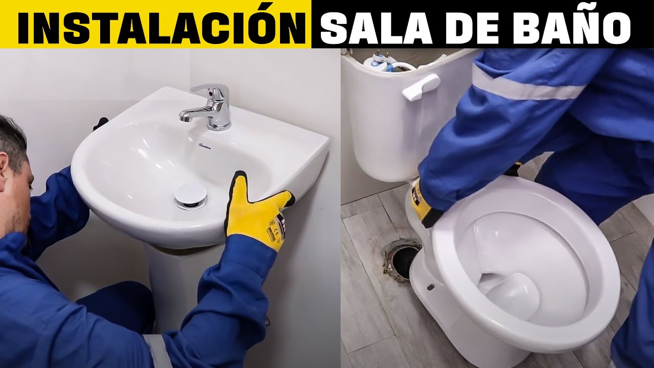 Instalación en sala de baño: Inodoro y lavamanos