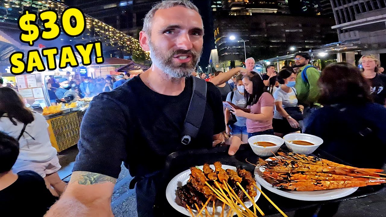 $30 SATAY STREET in SINGAPORE 🇸🇬  & The ORIGINAL SINGAPORE SLING at the Raffles Hotel LONG BAR