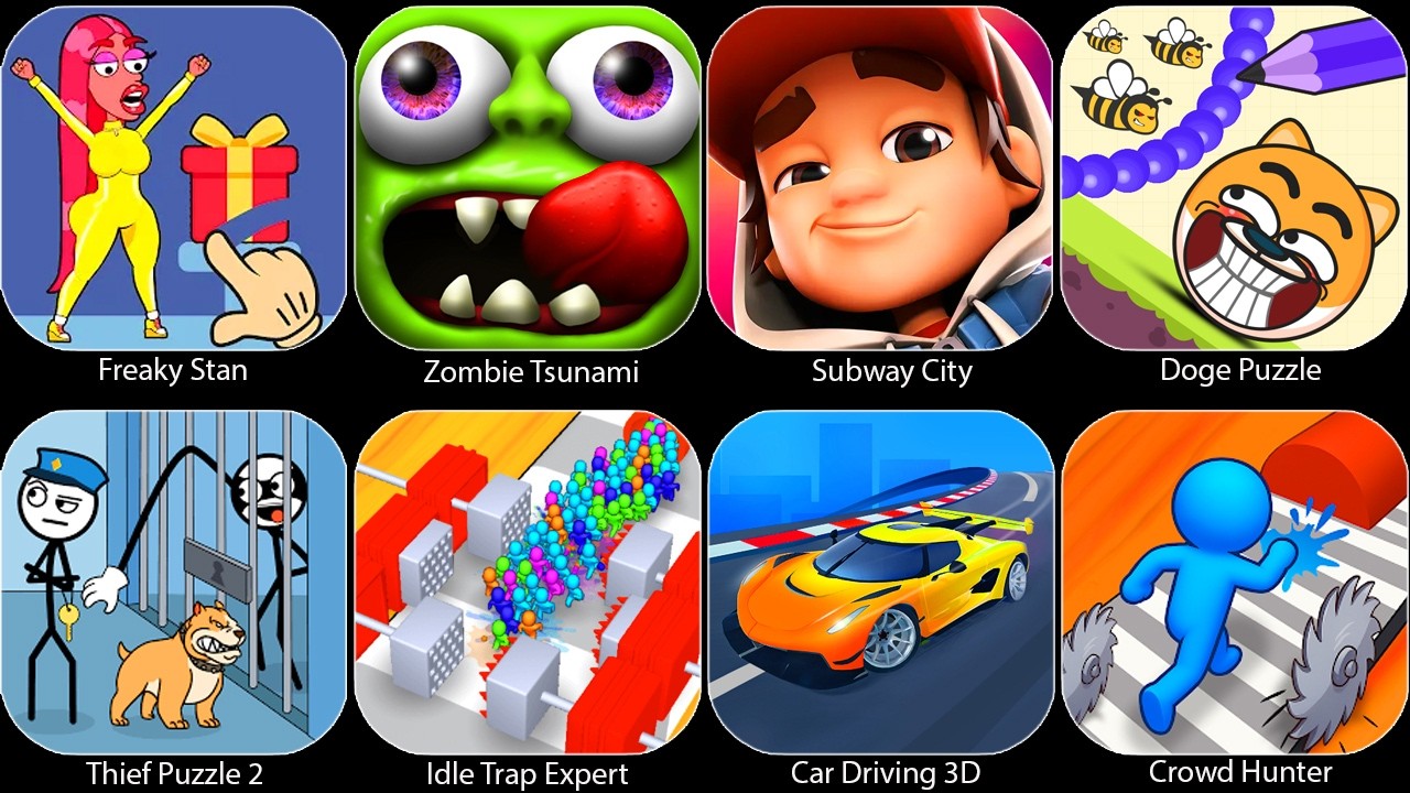 Roblox,Worms,Temple Run 2,Poppy Playtime 5,Stumble Guys,SUBWAY SURFERS,Stickman Games,Juice Run....