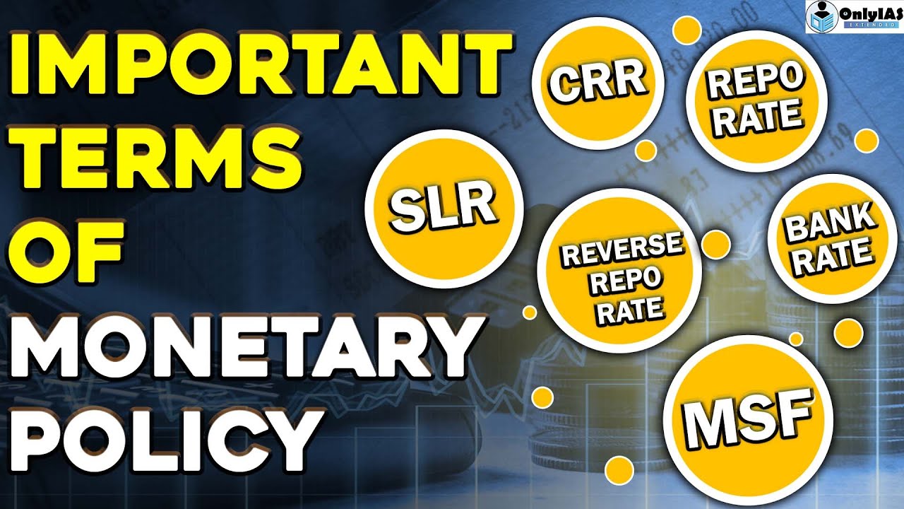MONETARY POLICY | CRR | SLR | PLR | REPO RATE | Reverse Repo Rate | Bank Rate | MSF