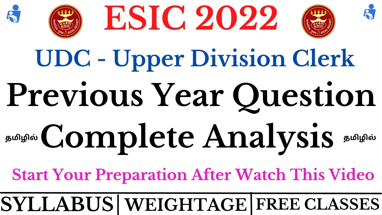 ESIC UDC Previous Year Question Analsysis in Tamil | ESIC UDC Syllabus  | ESIC 2022