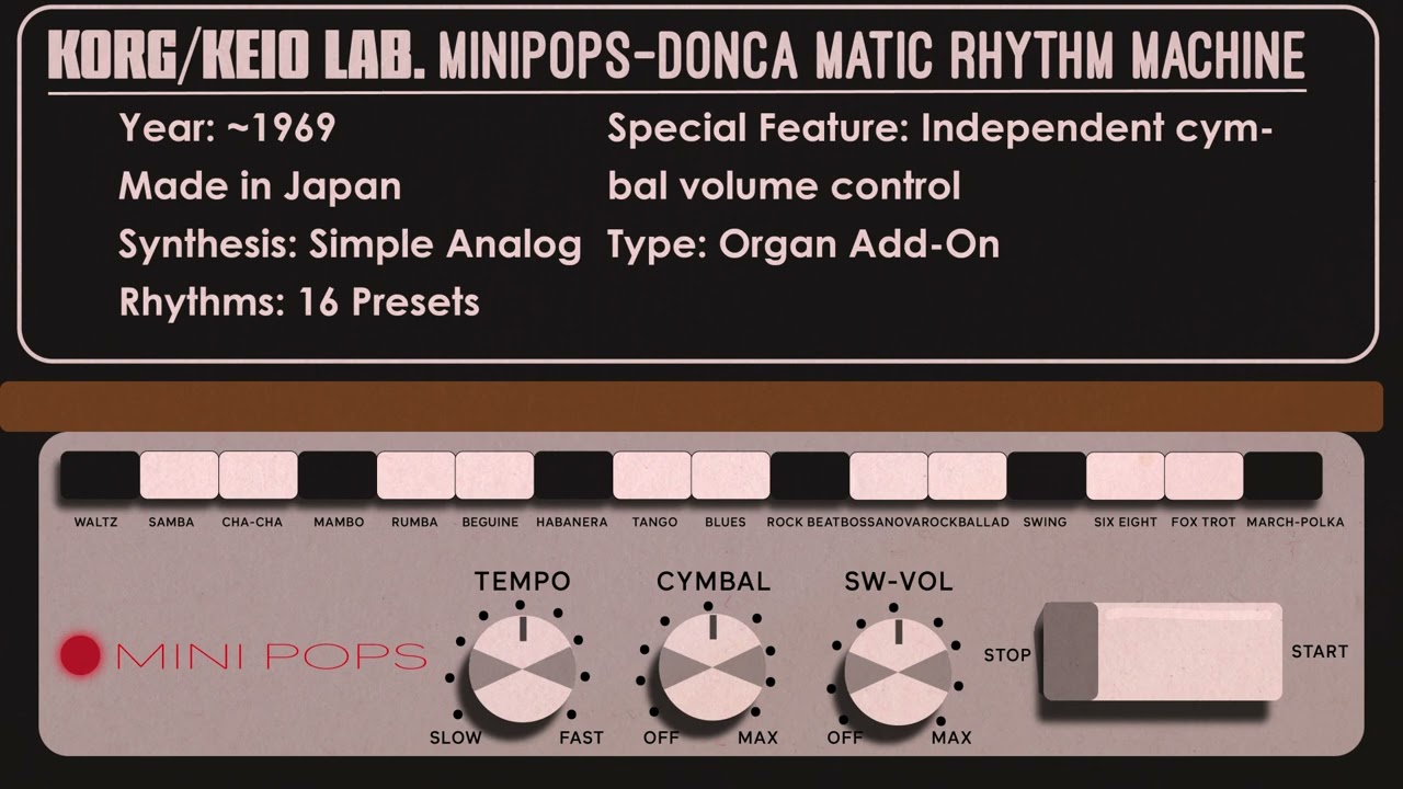 Korg/Keio Laboratory Minipops 2 AKA Donca Matic Drum Machine from the 60's