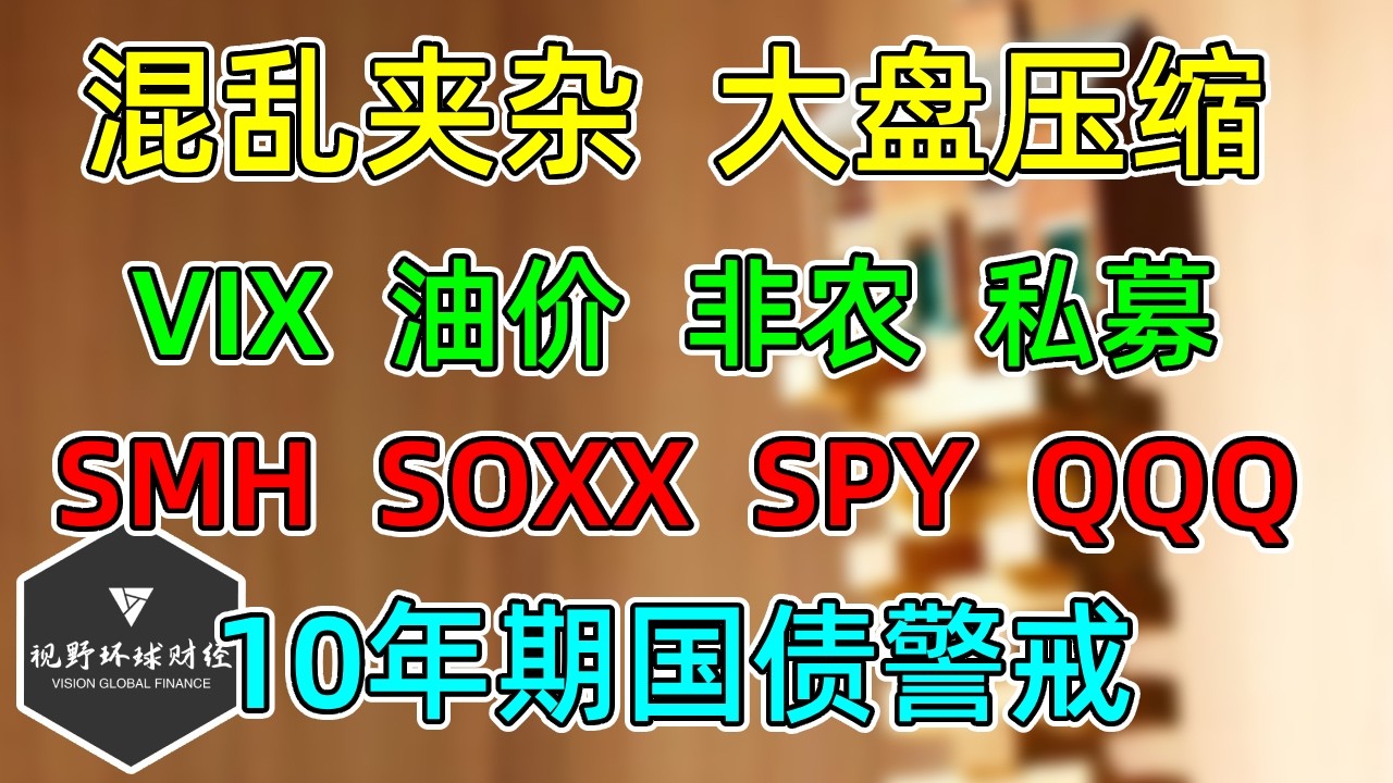 美股 混乱夹杂，大盘压缩！VIX、国债、油价，非农、私募！SMH、SOXX！COST、MRVL！