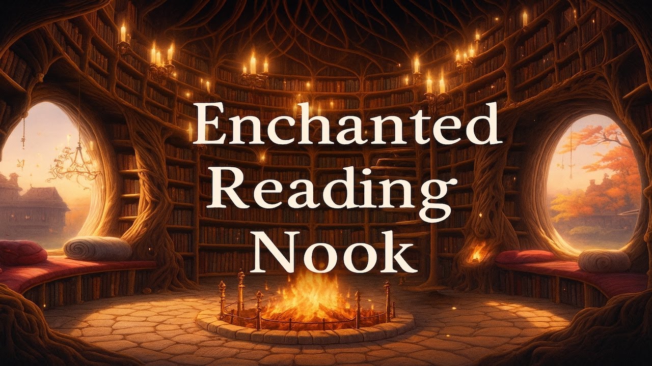 Cozy Library Ambience: Enchanted Reading Nook
