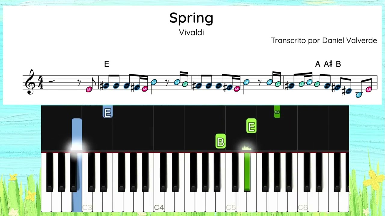 🎹🌸 Spring – Vivaldi | Notas para Piano (Guía Visual) 🌸🎹
