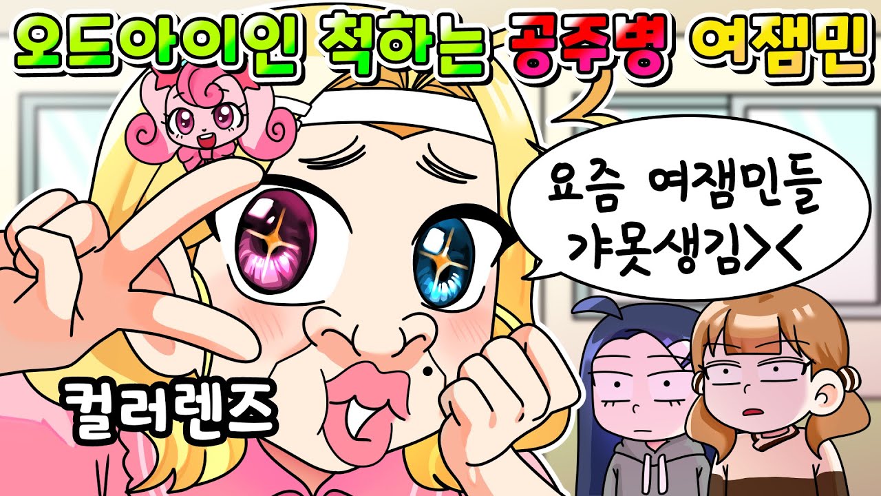 (사이다툰) 컬러렌즈 끼고 오드아이인 척하는 관종 공주병 여잼민 참교육 /영상툰/썰툰/