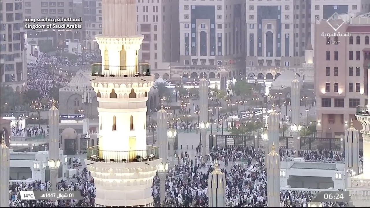 خطبتي وصلاة #عيد_الفطر_المبارك لعام 1447هـ، من #المسجد_النبوي_الشريف.. الجمعة 1447/10/01هـ