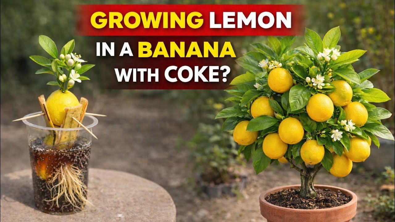 Growing Lemon in a Banana with Coke | Amazing Gardening Experiment