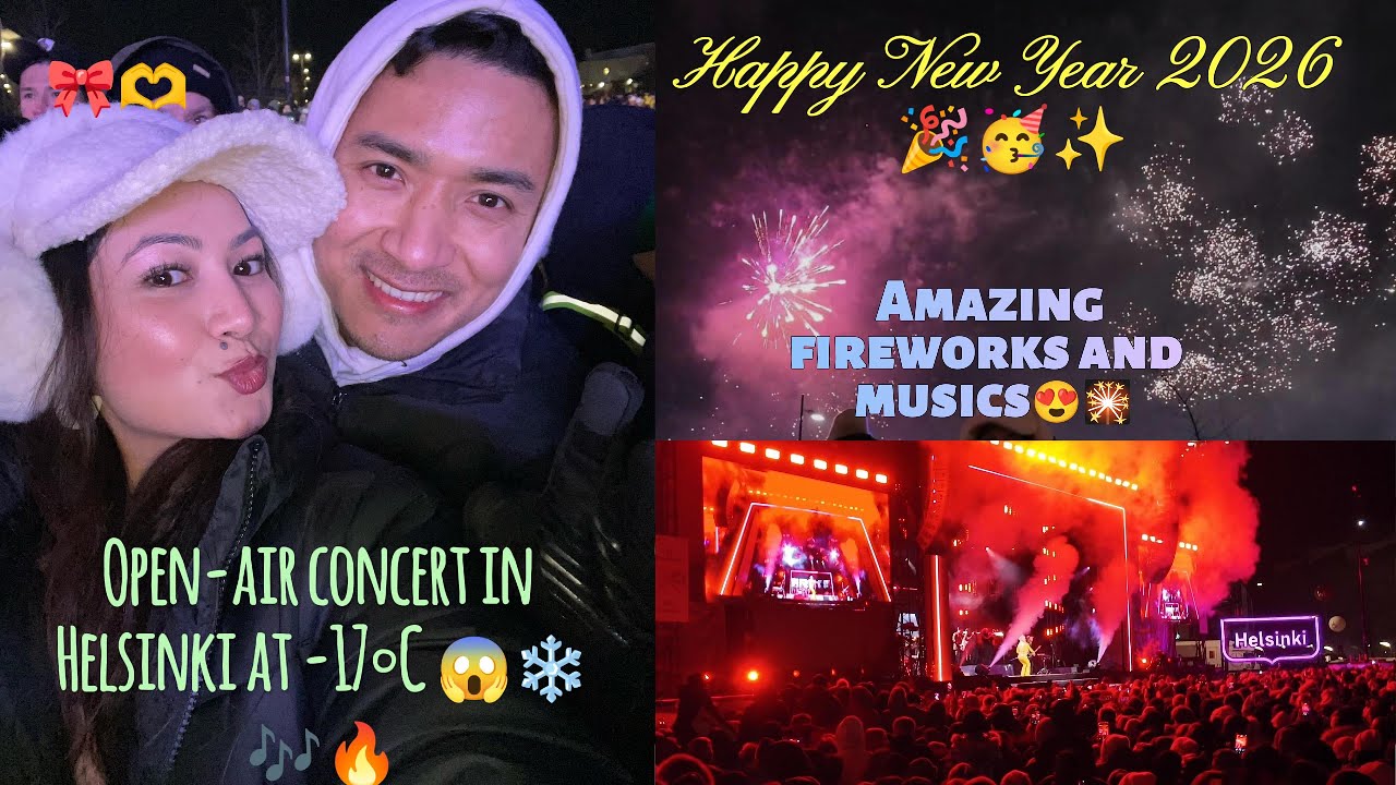 NYE | Open Air Concert in Helsinki | -17°C: Freezing Countdown to 2026🎉 Amazing Fireworks & Music😱💥