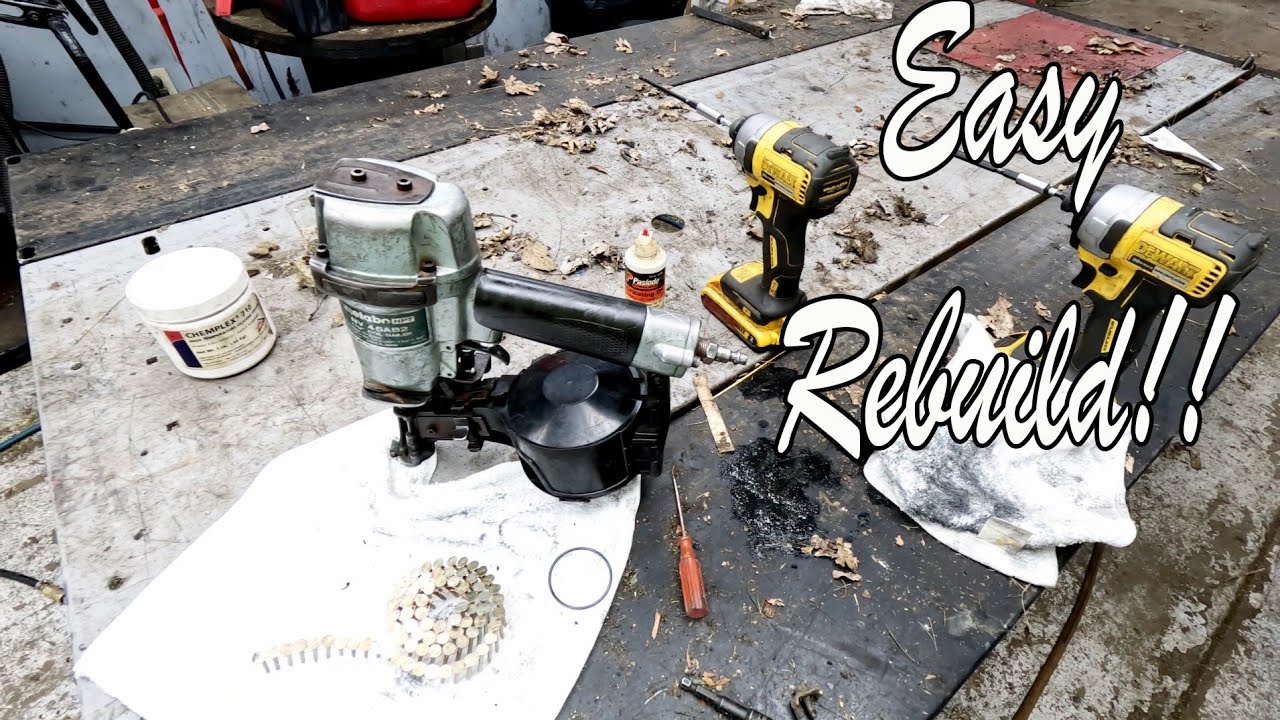 Metabo HPT NV45AB2 Nailer Wont Fire Leaks Air Wont Feed Skips Nails Full Rebuild Process Hitachi