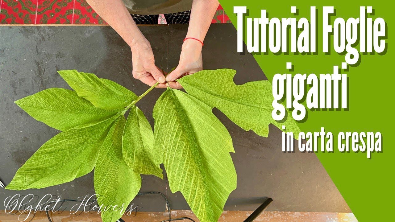 Tutorial completo: foglie giganti in carta crespa di Olghet Flowers! 🌿