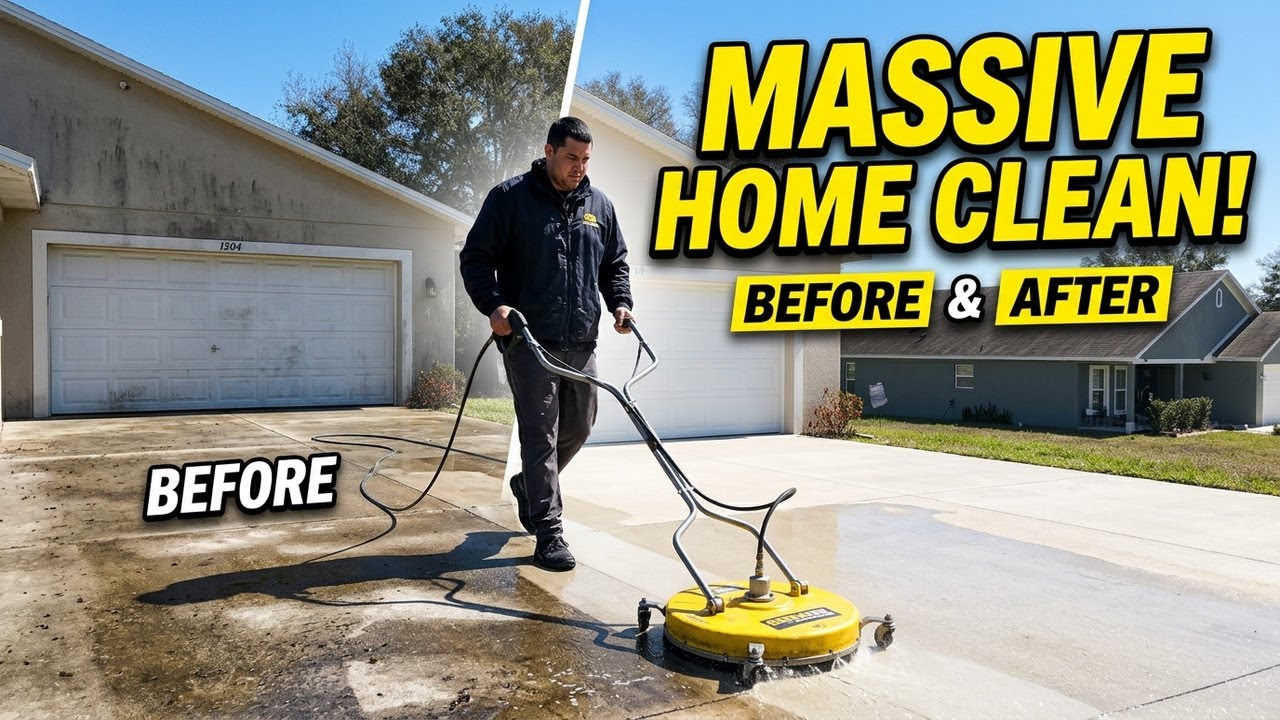 Pressure Washing Driveway, Sidewalk & House Soft Wash | Prepping for Painting in Central Florida