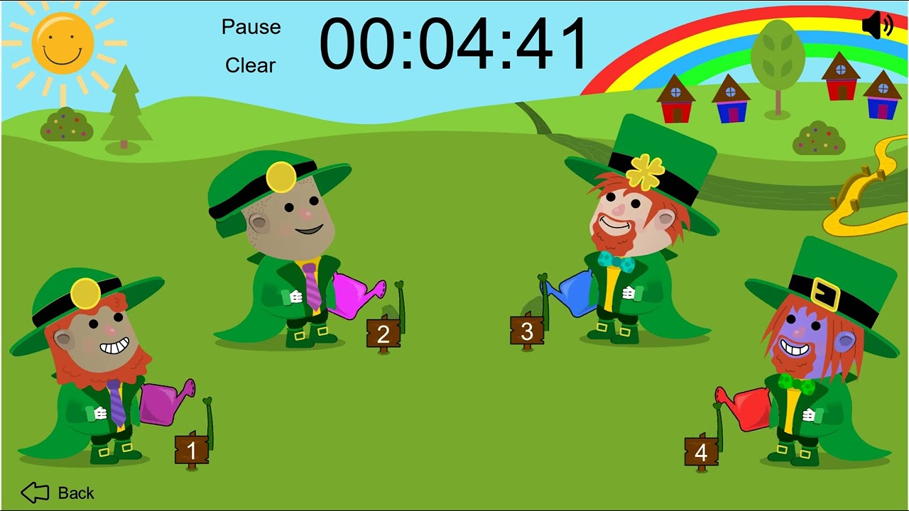 8 Minute St. Patrick's Day timer (4-leaf Clover fields)