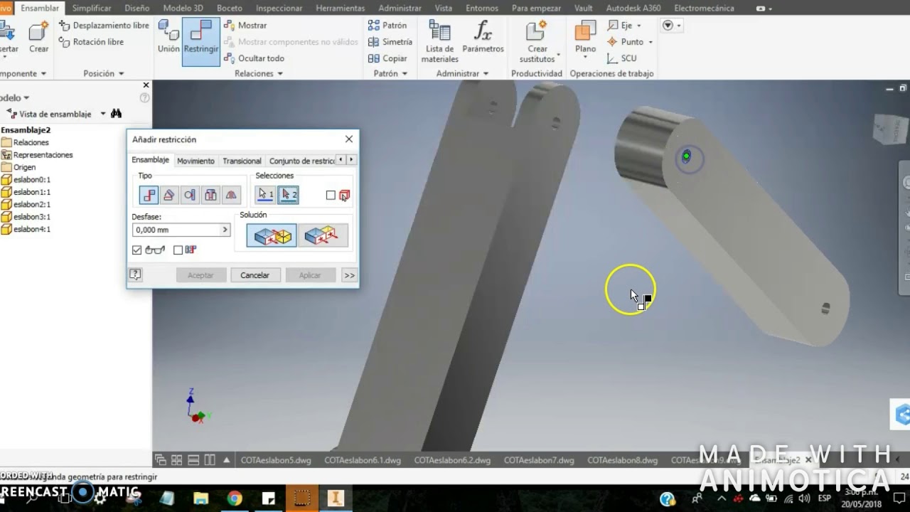 Ensamblaje de brazo robótico en Inventor
