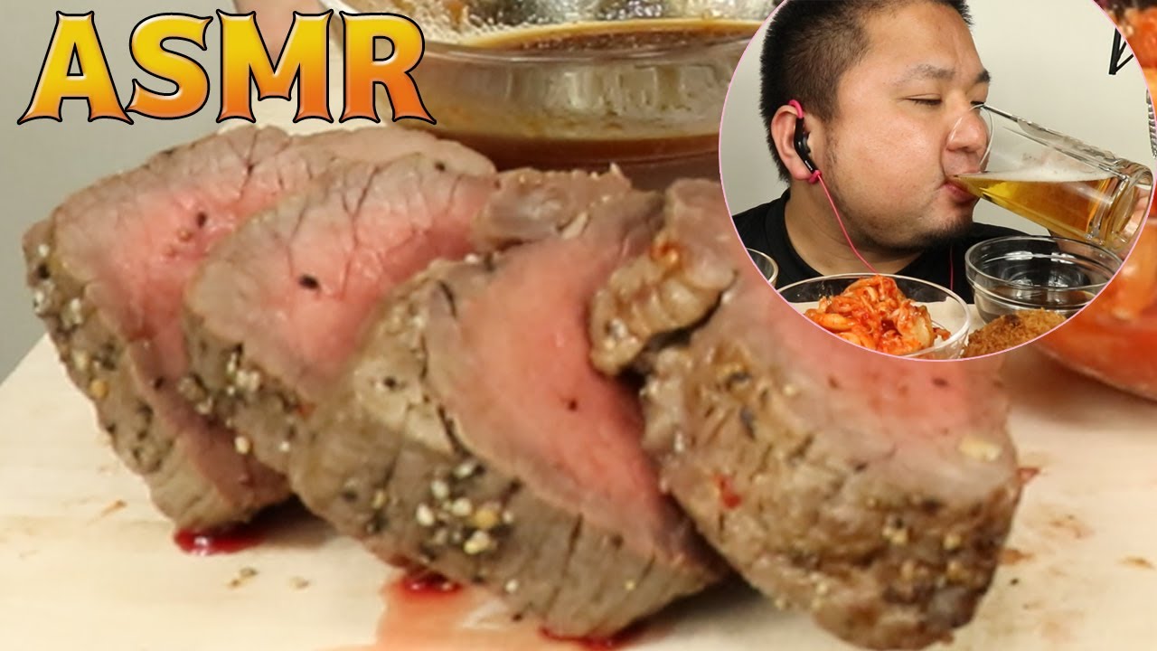 語りと咀嚼音で倍ASMRが楽しめる動画♪速水もこみちさんに負けたくない！ローストビーフの作り方 StayHome and cook WithMe/韓国/食べ物/人気/モッパン