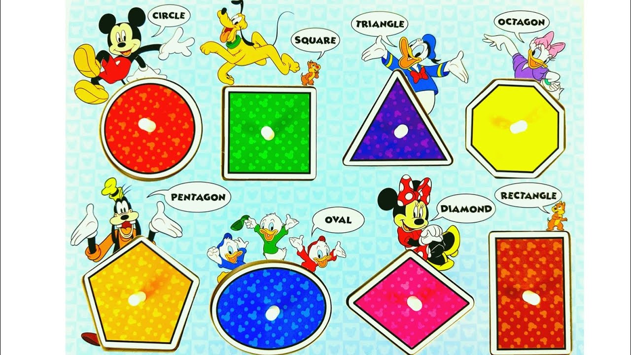 Shapes and Colors Learning with Disney Themed Shape Puzzle | Best Shape Learning Video for Toddlers!
