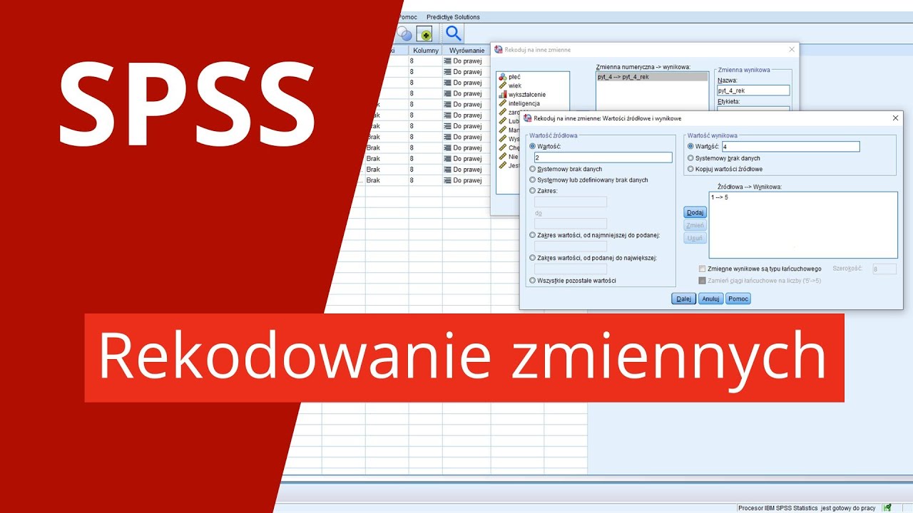 SPSS - rekodowanie zmiennych - jak odwrócić punktację pozycji w kwestionariuszu?