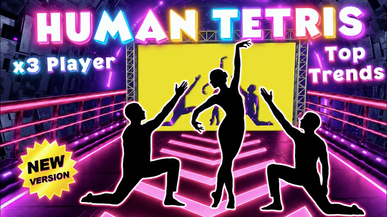 Top Trends: 3 Players human tetris | Immersive Interactive Warm Up - TRIO VERSION #new