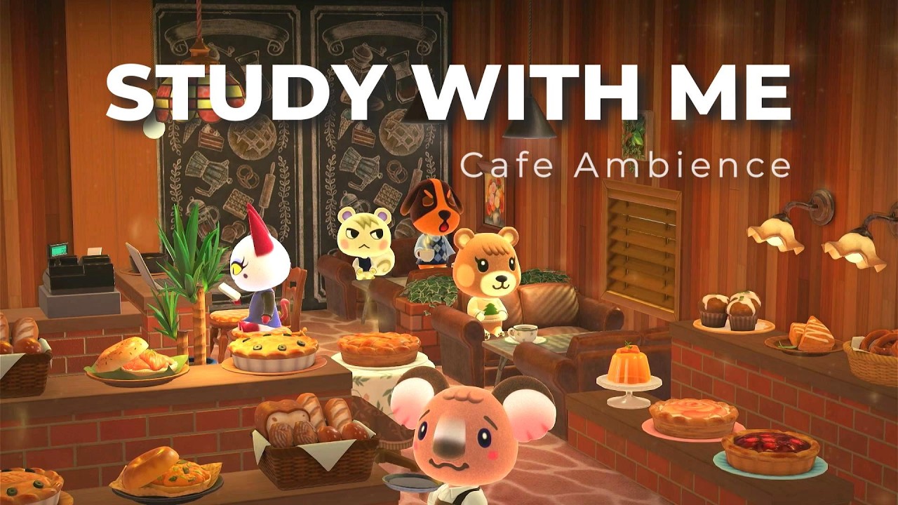 【ACNH ASMR】Study With Me 1 Hour in Cozy Cafe ☕️ Ambience for Work & Focus | 作業用BGM