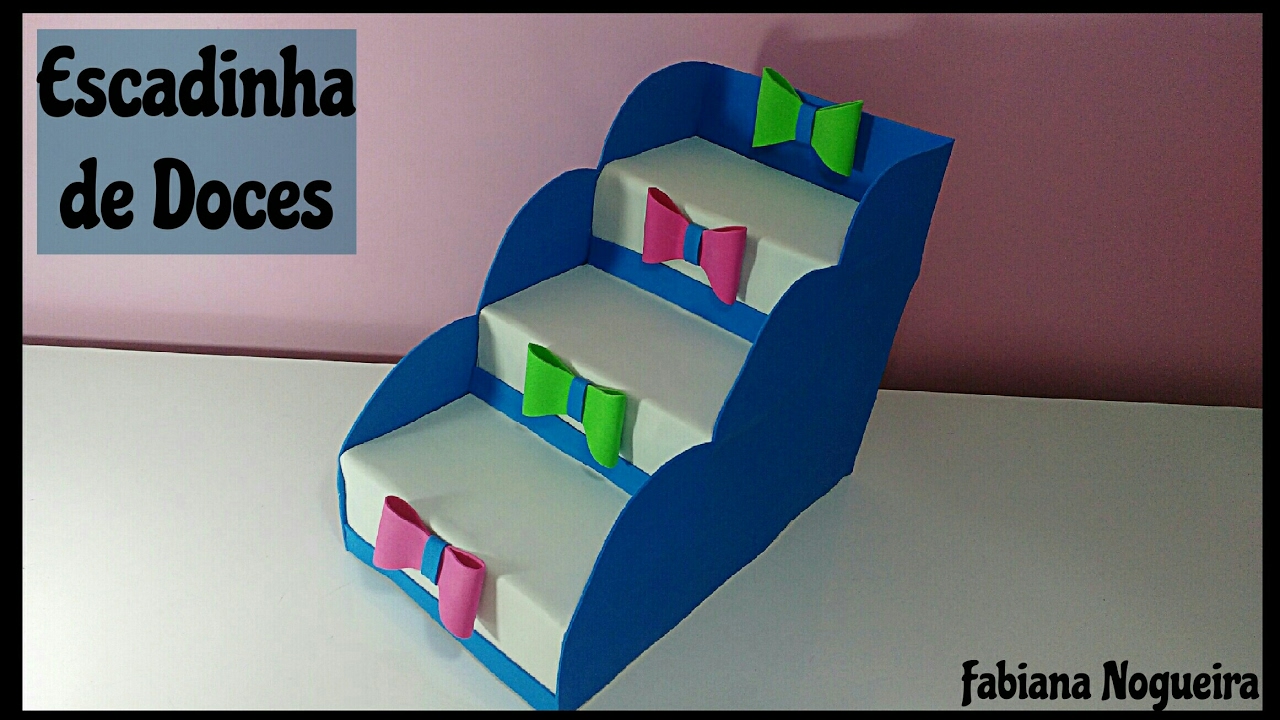 Escadinha de Doces Feita com Caixa de Leite e Papelão / Porta Docinhos 🍬🍭💖