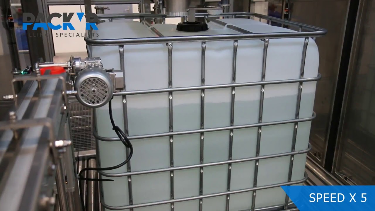 PACKR INLEO-P with IBCs (1000L) in a closed cabinet (explosion proof design)