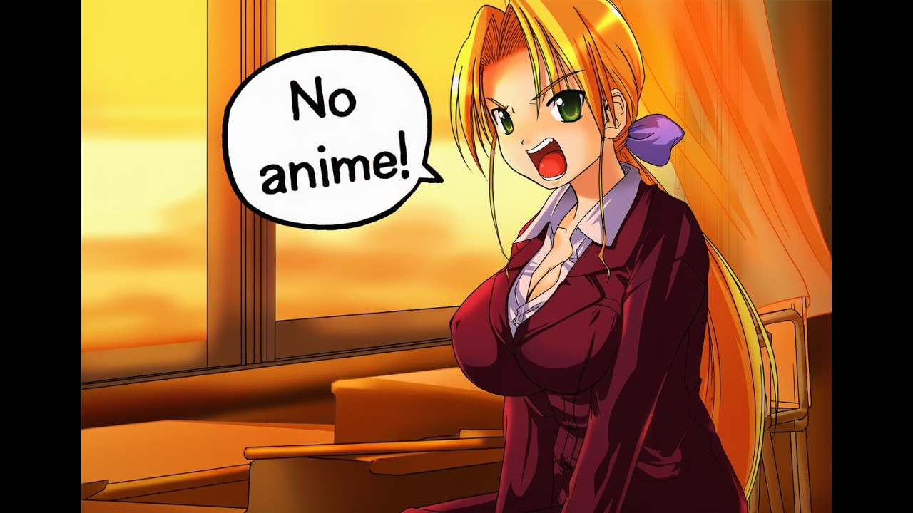 Only Approved Learning! The Anime Man doesn't like anime in art school.