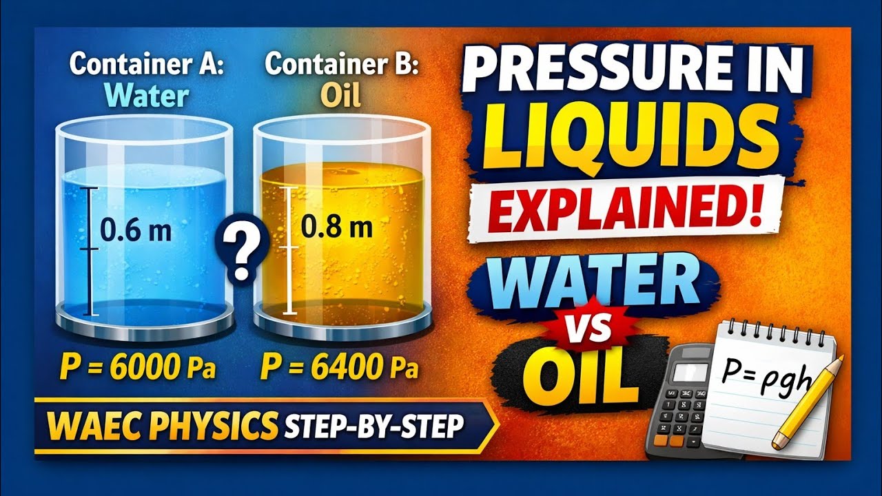 Pressure in Liquids Explained | Water vs Oil (WAEC Physics Step-by-Step)