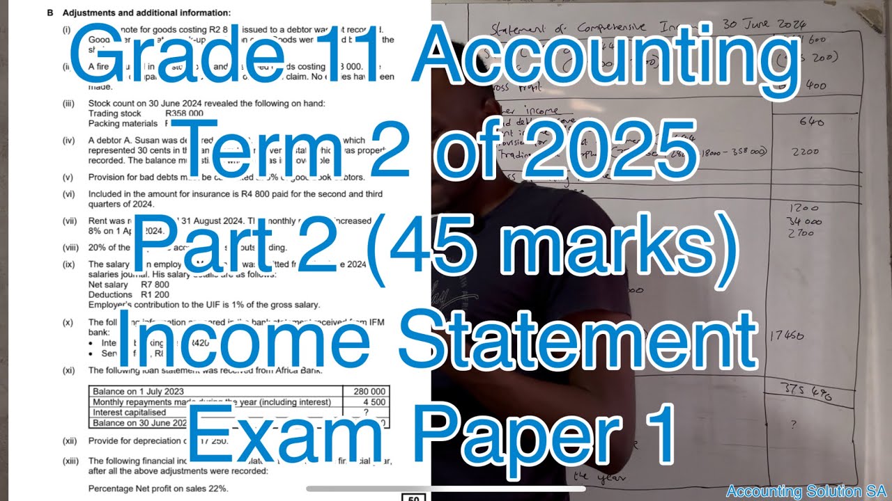 Grade 11 Accounting Term 2 | Statement of Comprehensive Income (Income Statement) Paper 1 of 2025