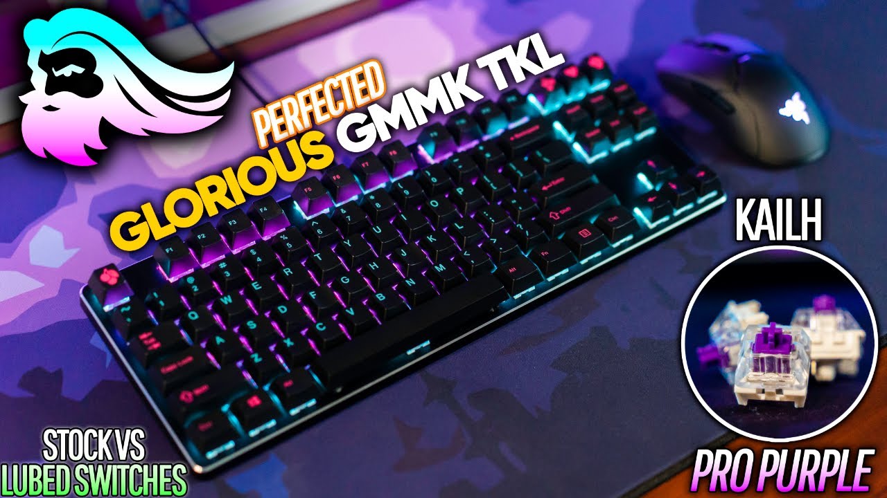 Glorious GMMK PERFECTED! (Lubed Kailh Pro Purples) - Miami Nights Theme
