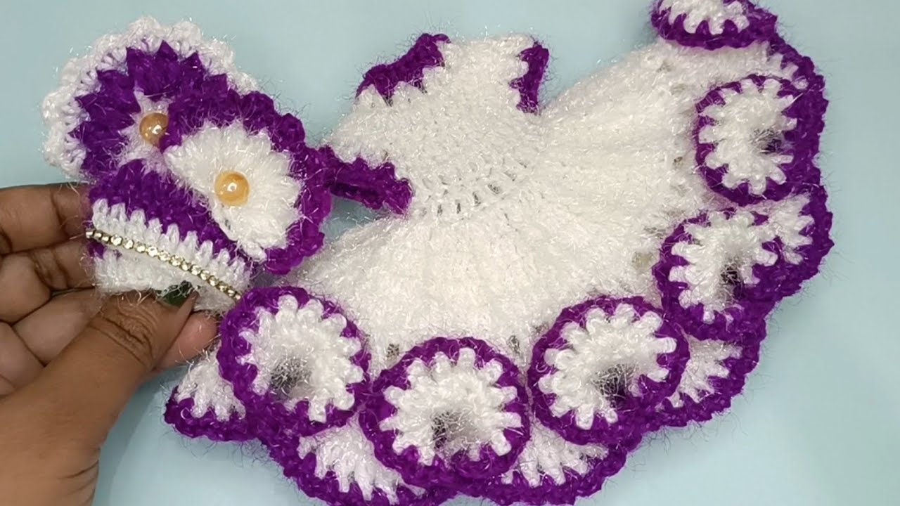  3.4no. Laddu Gopal ki winter woolen dress ll  how to make crochet new design winter dress ll