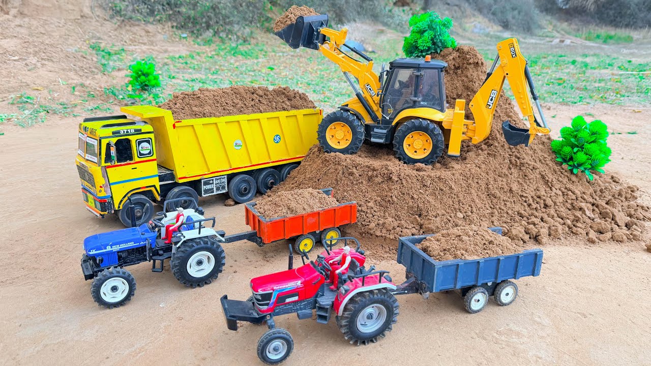 JCB fully loading sand Tata truck 2518 | Mahindra Arjun novo 605Di tractor | jcb gadi 