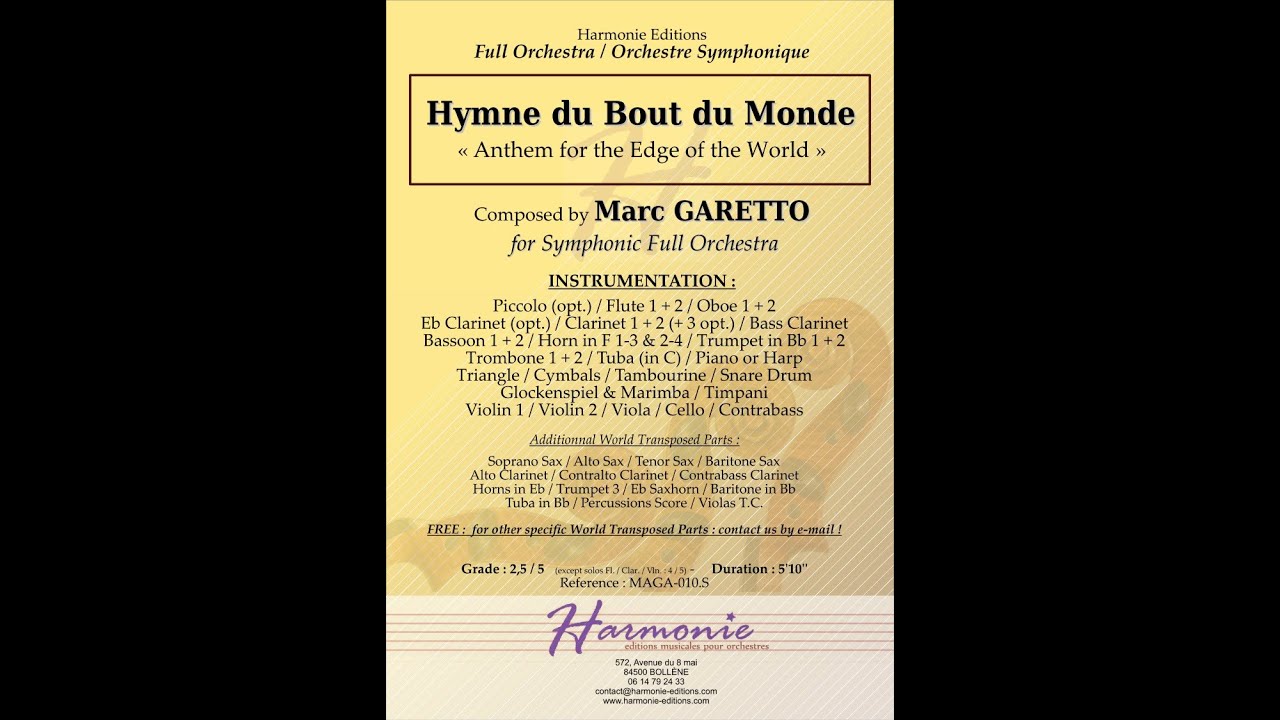 HYMNE DU BOUT DU MONDE - VideoScore